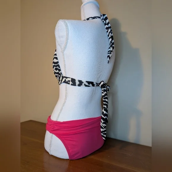 Victoria's Secret Zebra Tie Bikini Top & Pink Kenneth Cole bottom 34C - Picture 7 of 13